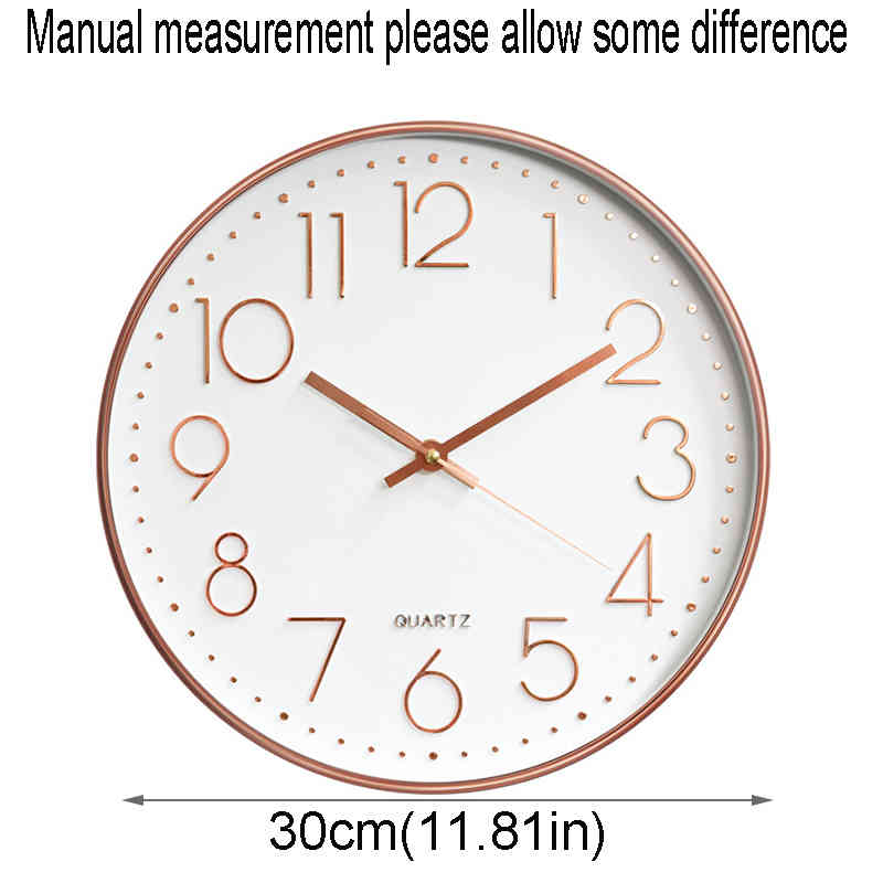 

12 Inches Round Mute Digital Scale Wall Clock 3D Living Room Bedroom Walls Clocks Home Rooms Decor Hanging Punch VTMEB1205