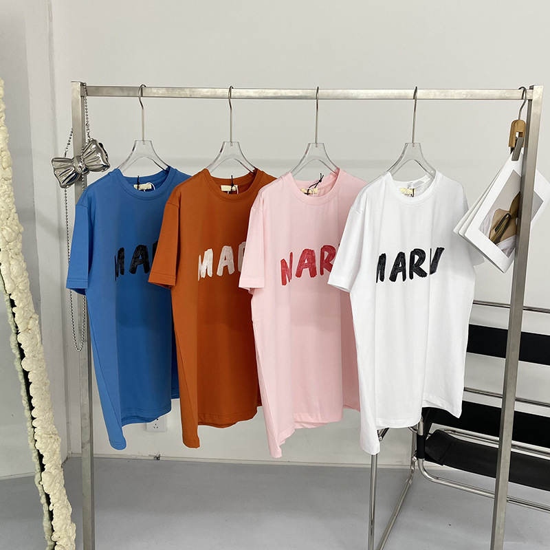 

Women' T Shirts Marn22 Summer Loose Letter Printed Pure Cotton T-shirts, Pink