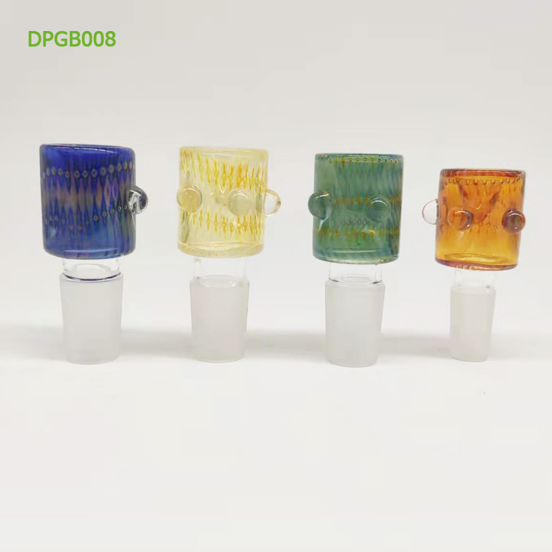 DPGB008 Smoking three clear marbles and golden fumed on the bowl Thick Pyrex Glass Bowls with bubbles-image-763204700