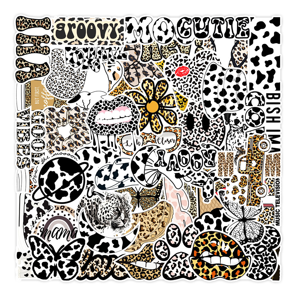 

Waterproof 10/30/50PCS Art Psychedelic Leopard Fashion Stickers Cool Decal Motorcycle Guitar Phone Laptop Car Waterproof Sticker Kid Toy Car sticker, Leopard 10pcs