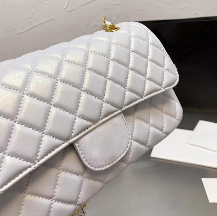 TZ Iridescent Blanc Classique Double Rabat Sacs à Bandoulière Agneau Multi Pochette Or/Argent Métal Matelasse Matelassé Chaîne Bandoulière Luxe D