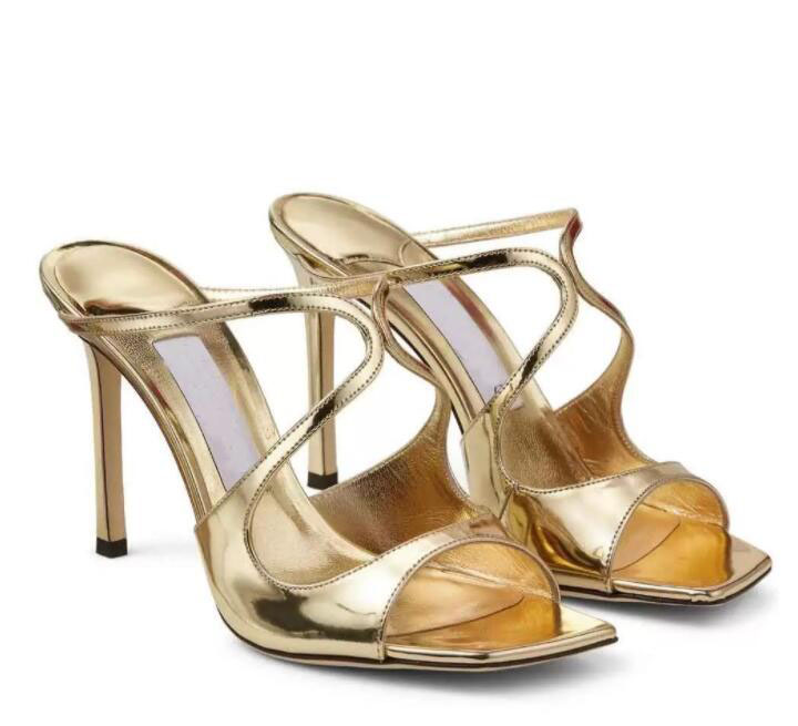Femmes rouges semelles hautes sandales élégante marque authentique cuir carré tête anis mules night dressing chaussures de style sil