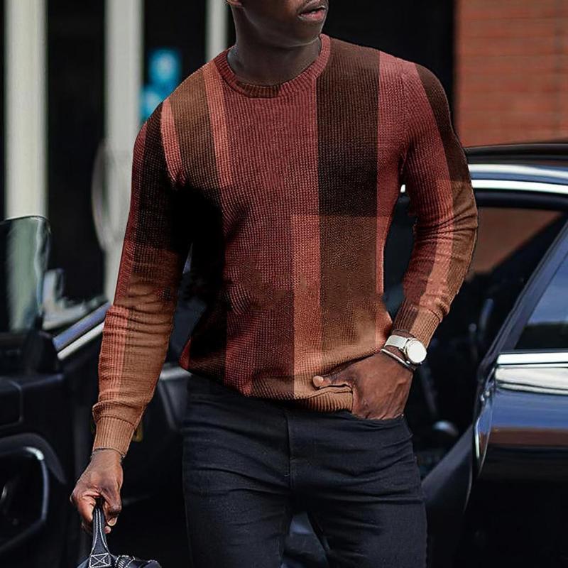 

Men's Sweaters Multi-color Practical Elastic Printed Men Winter Sweatshirt Round Neck Pullover Sweater Comfortable For WinterMen's, Blue