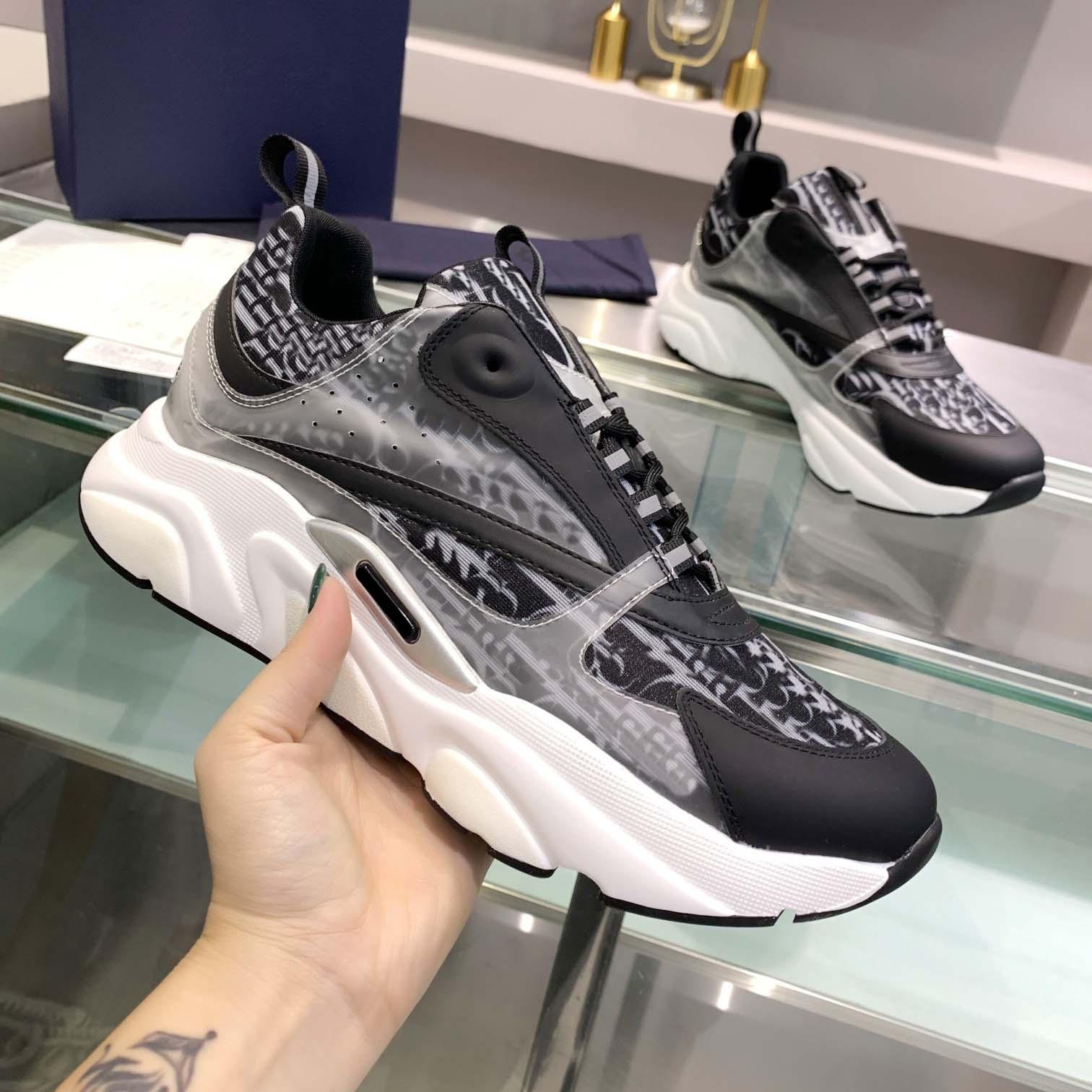 

Luxuy Sneakers B22 Men Women Casual Shoes black white reflective Technical Patchwork Sneaker Knit Shoe Calfskin Platform Retro Trainer Obliques size 36-45, 35