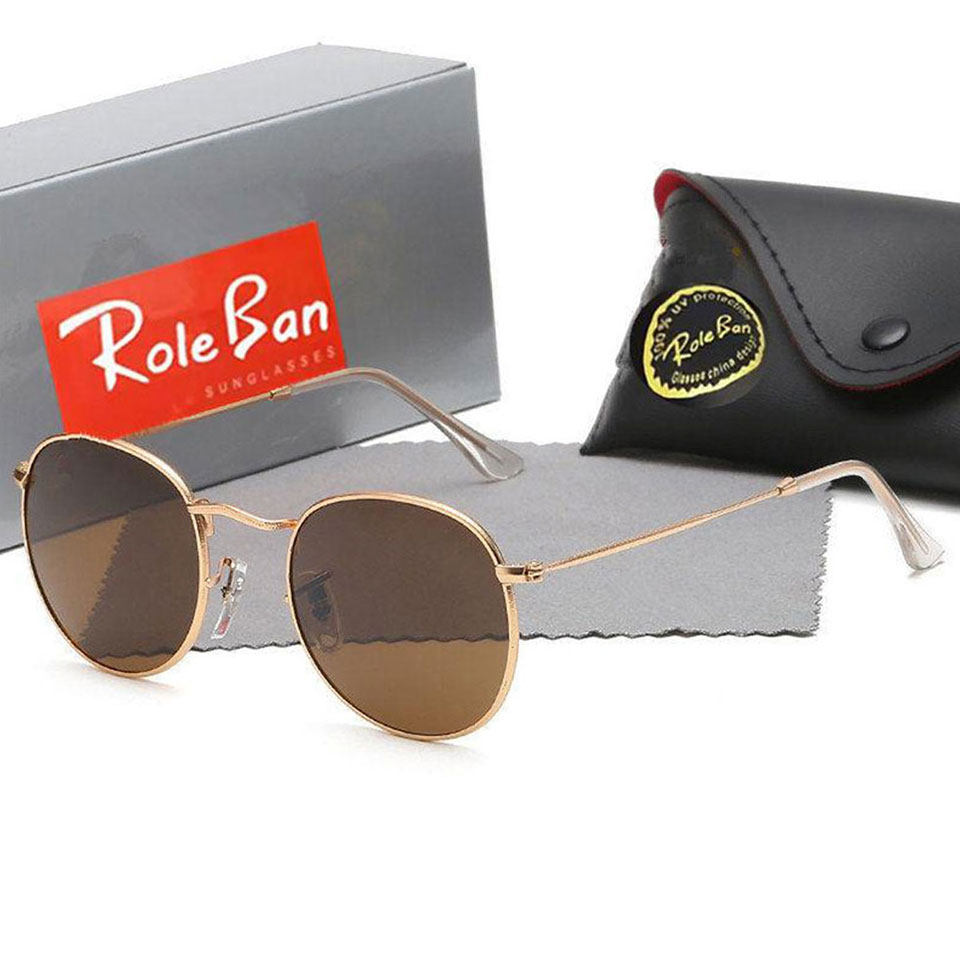 

Top Quality Glass Lens eyeglass Role Ban Men Classic Brand Retro women Sunglasses Pilot Luxury Designer Eyewear Round Sun Glasses UV Protection spectacles