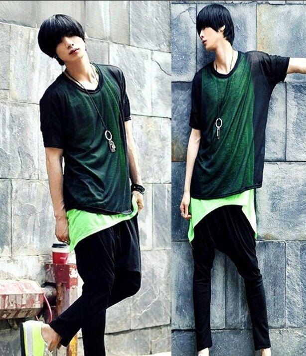 

Men's T-Shirts Wholesale 2022 Metrosexual Show Men's Clothing Male Fashion Personalized Tops Black Short-sleeve T-shirt Green Vest Twins