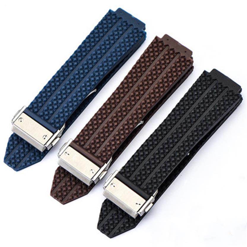 

25mm Rubber Watch Band For HublotBand Big Bang Silicone Watch Strap Wristbands259W
