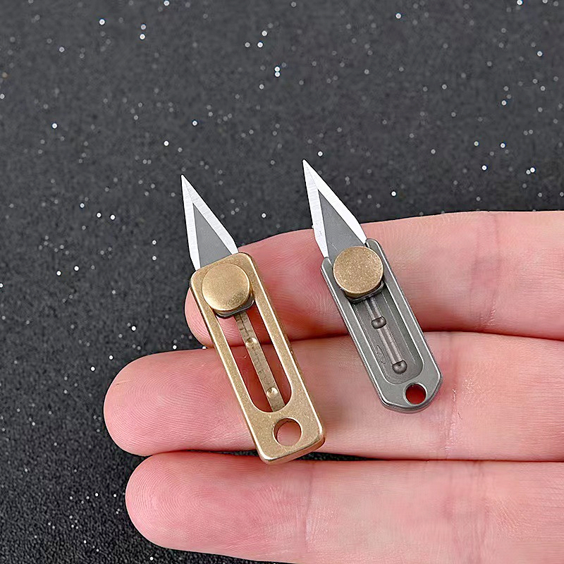 

Special Offer High End EDC Pocket Knife 420J2 Stone Wash Blade Brass/TC4 Titanium Alloy Handle Mini Utility Knives