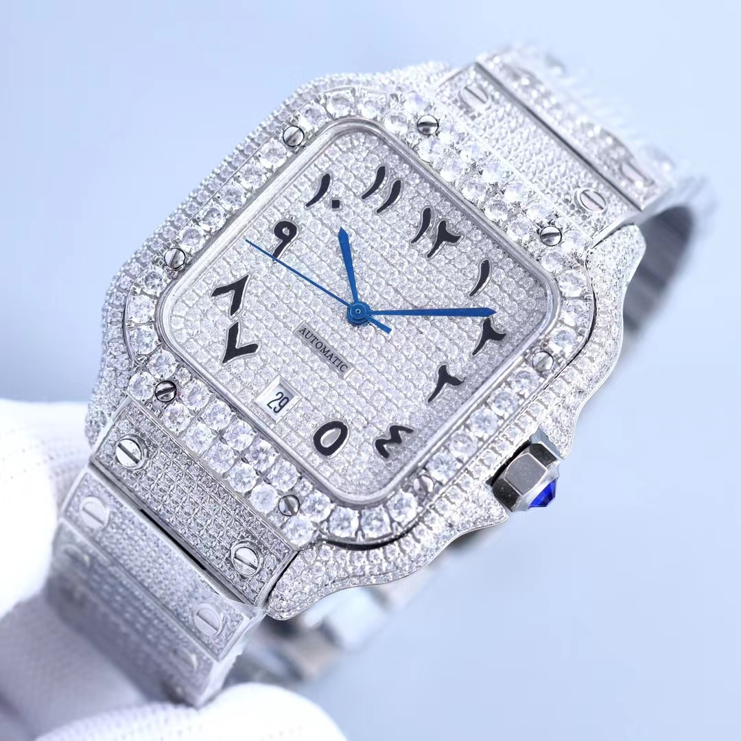

Luxury mens designer moissanite lady watches movement montre de luxe Mosang stone watchs RELOJ HOMBRE Mechanical automatic 904L Clone diamond iced out womens watch, Color1