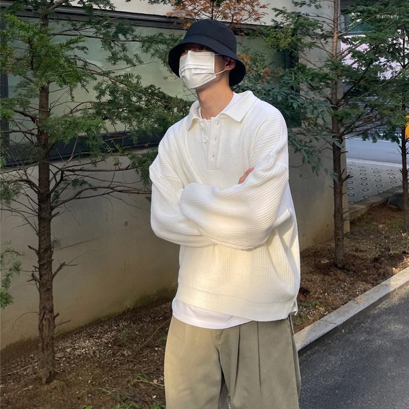 

Men's Sweaters Autumn And Winter Lapel Sweater Men's Ins Trend Wild Student Solid Color Loose Lazy Hong Kong Style SweaterMen's Mari22, Black