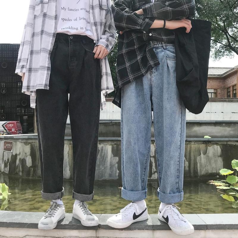 

Fashion Casual Men' Jeans Summer And Autumn -XLCotton Punk Style Loose Straight Pants Blue Black Personality Youth