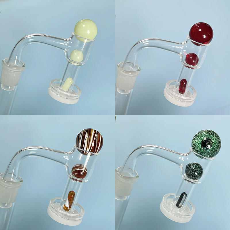 

20mm OD Full Weld Terp Slurper Quartz Banger Set Smoking Pipe Accessory With Glass Beads Pill - 28mm Opaque Thick Bottom Barrel 14mm Male Joint