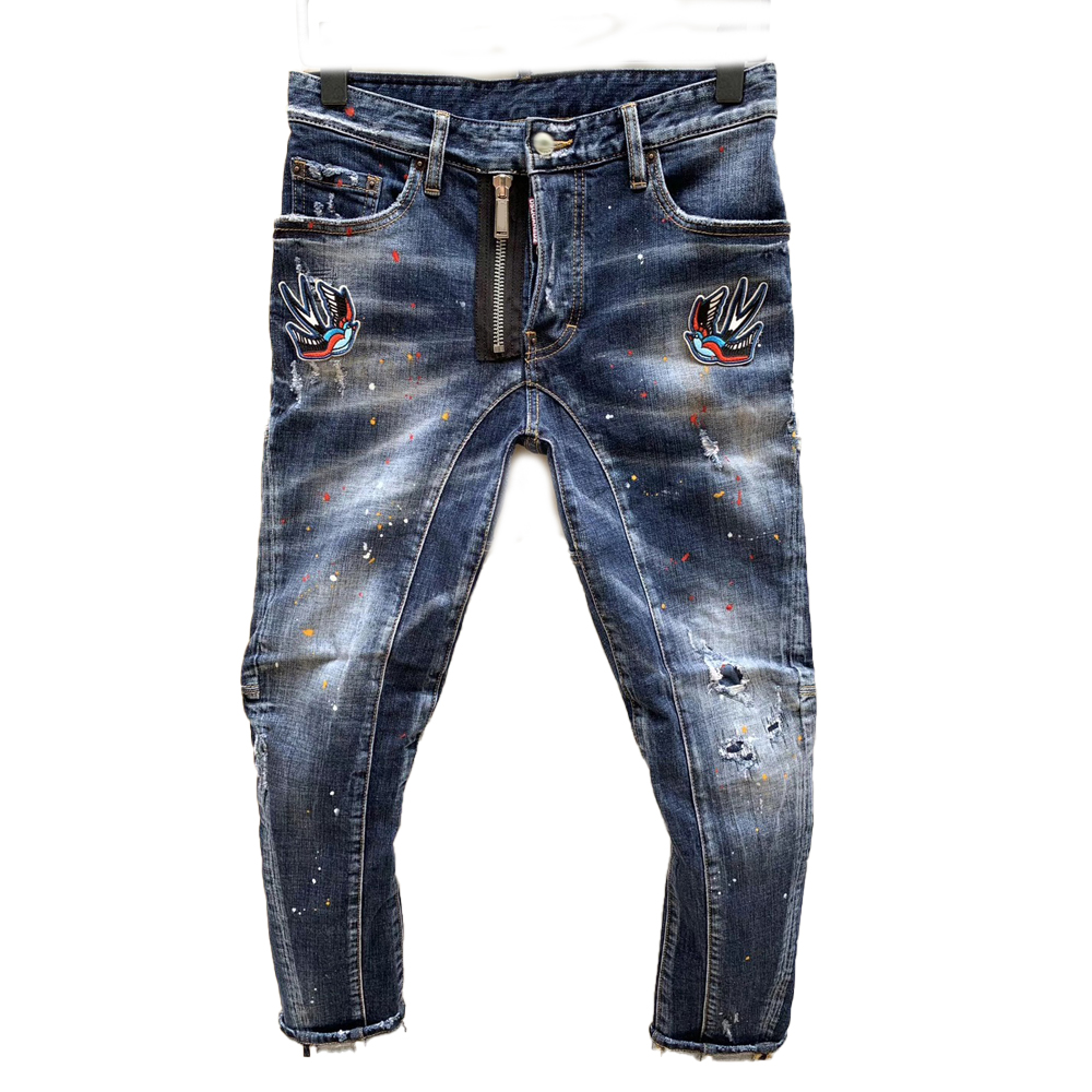 

Top Quality Mens Ripped Jeans Skinny Slim Fit Motorcycle Biker Denim For Men Fashion Hip Hop Pants Cool Streetwear 999