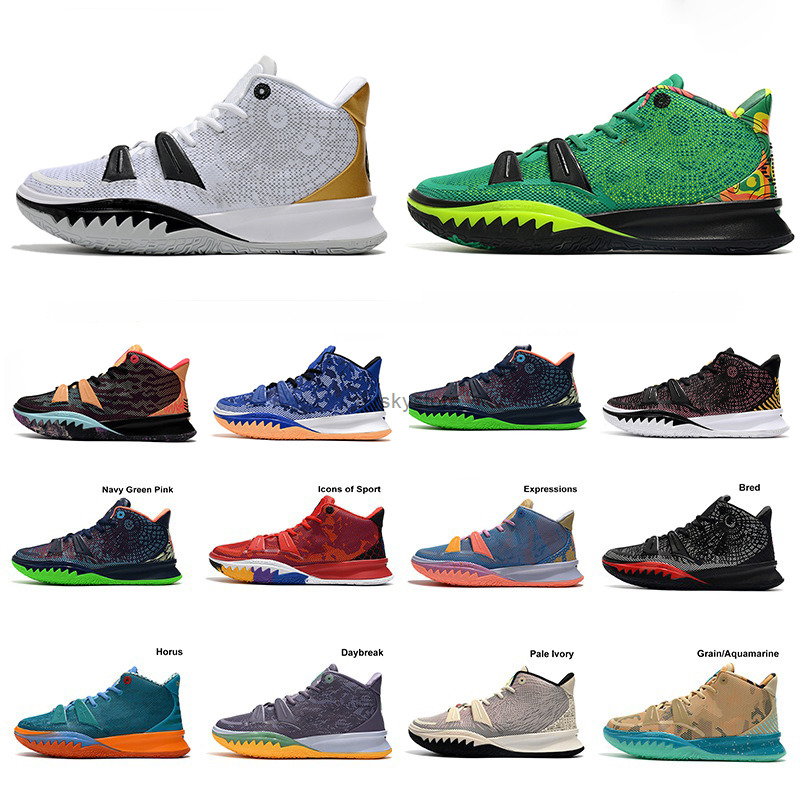 

Basketball Shoe Metallic Gold Kyries 7s VII Hendrix Womens Men Ky-D Weatherman Horus Pale Ivory Daybreak Beach Championship Vibes Sisterhood, Color 10