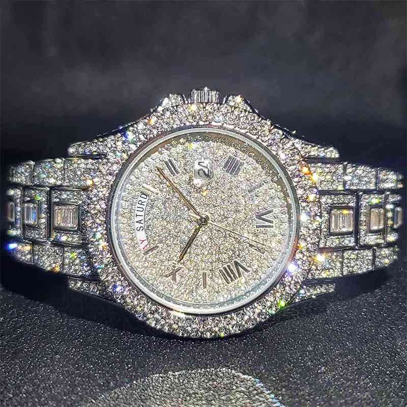 

Relogio Masculino Luxury Ice Out Diamond Watch Multifunction Day Date Adjust Calendar Quartz Watches For Men, V320r-rgs
