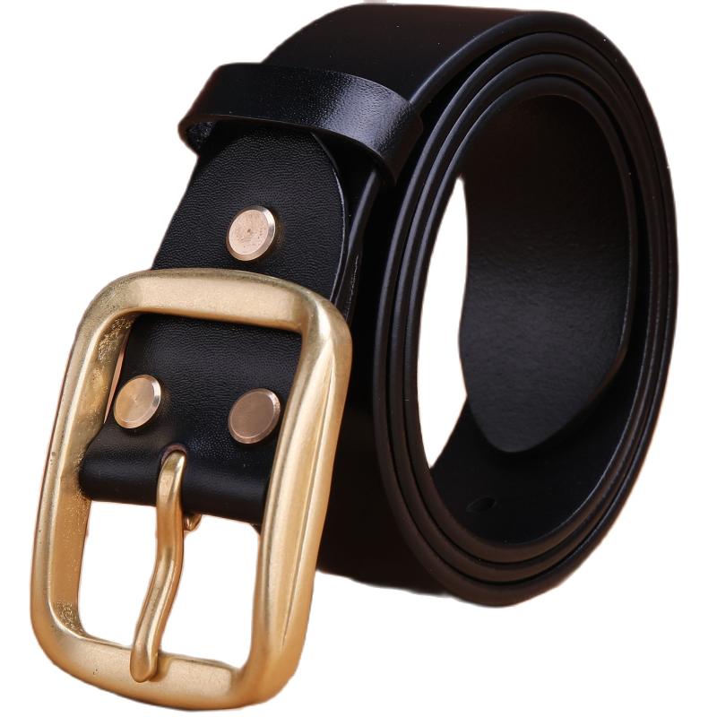 

Belts Solid Brass Buckle For Mens Luxury Full Grain 100% Genuine Leather Designer Belt Men High Quality 2022 Vegetabel TannedBelts, Black