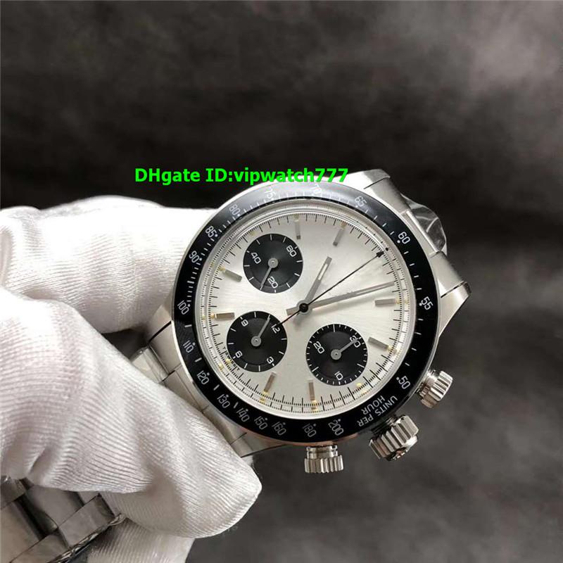 

Luxury Mens Watch 37MM Swiss ETA 7750 Automatic Chronograph Wristwatch Sapphire Crystal Stainless Steel White Dial Black Ceramic Bezel Water Proof