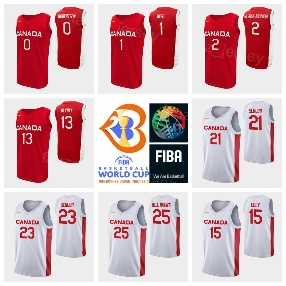 

Printed Canada Basketball 2023 FIBA World Cup 23 Phil Scrubb Jersey 21 Thomas Scrubb 13 Kelly Olynyk 7 Dwight Powell 4 Nickeil Alexander-Walker 7 Kyle Alexander, Red