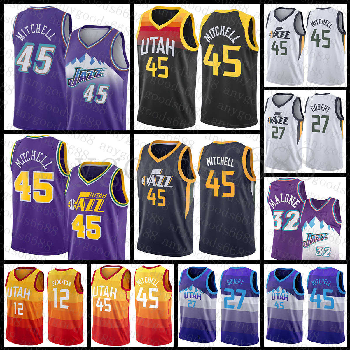 

Utah''Jazz''Men 32 12 Donovan Mitchell Rudy Gobert Basketball Jersey 45 27 John Stockton Karl Malone 011