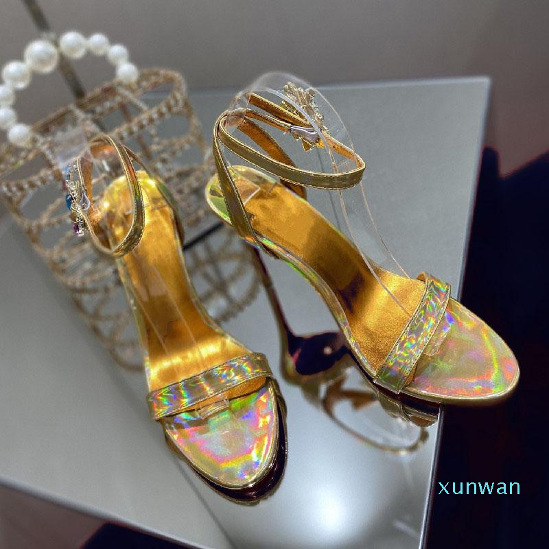 

2022-Sandals Luxury Brands Designer Women Shoes Buckle Ankle Strap High Heels Rhinestone Stiletto Porm Chaussure Femme Patent Leather, Black