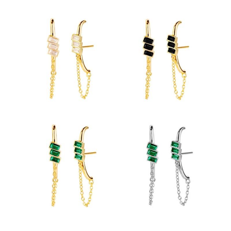 

Hoop & Huggie Summer Line Chain Zircon Stud Earring For Women Screw Fashion Jewelry Long 2022 Wedding Clips Piercing Pendientes