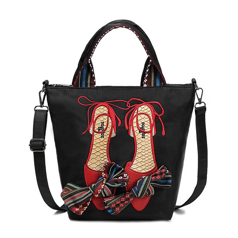 

Evening Bags Multifunctional Embroidered Shoes Tote Shoulder Bag Fashion Bow-knot Crossbod For Women Large Capacity Casual Handbags, F1178
