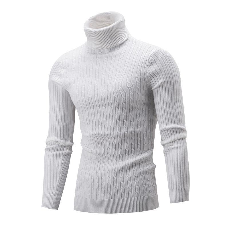 

Men's Sweaters Autumn Winter Men Mock Neck Solid Round Slim Cozy Multicolor Simple Business All-match Fashion Casual PulloversMen's, White