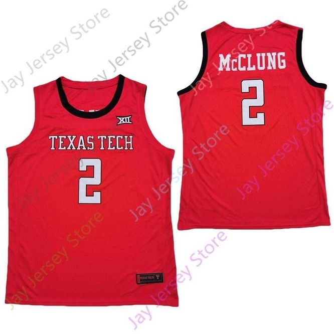 

Xflsp 2020 New NCAA Texas Tech Jerseys 2 Mac McClung College Basketball Jersey Red Size Youth Adult All Stitched Embroidery