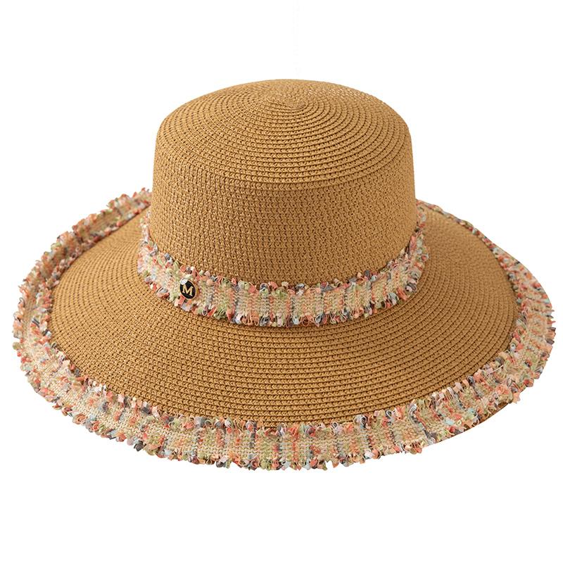 

Wide Brim Hats Women's Bucket Hat Beach Summer Straw Panama Cap Bibi Wedding Sun Protection Caps, White