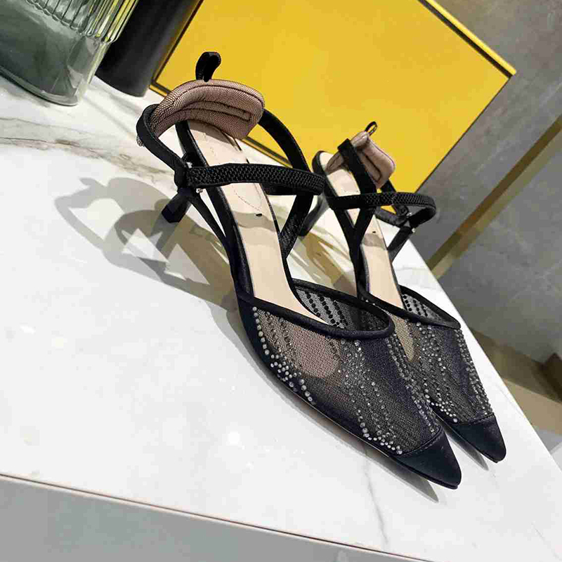 

Luxury rhinestone Slingback Sandals Sexy Lady Pointed Toe High Heels Designer Dress Shoes Summer Sliders Sandales, 4#