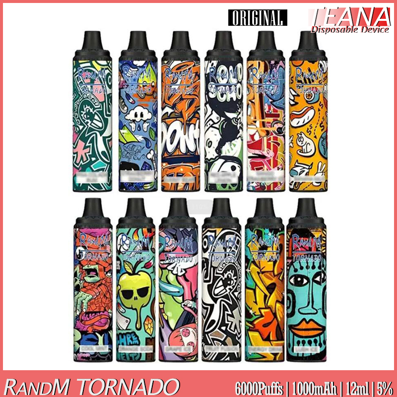 

Original RANDM Tornado 6000 Puffs E Cigarette Starter Kit Rechargeable Disposable Vape 1000mAh 12ml Pre-filled Pod Cartridges Mesh Coil 20 Flavs Vapes, Remark colors