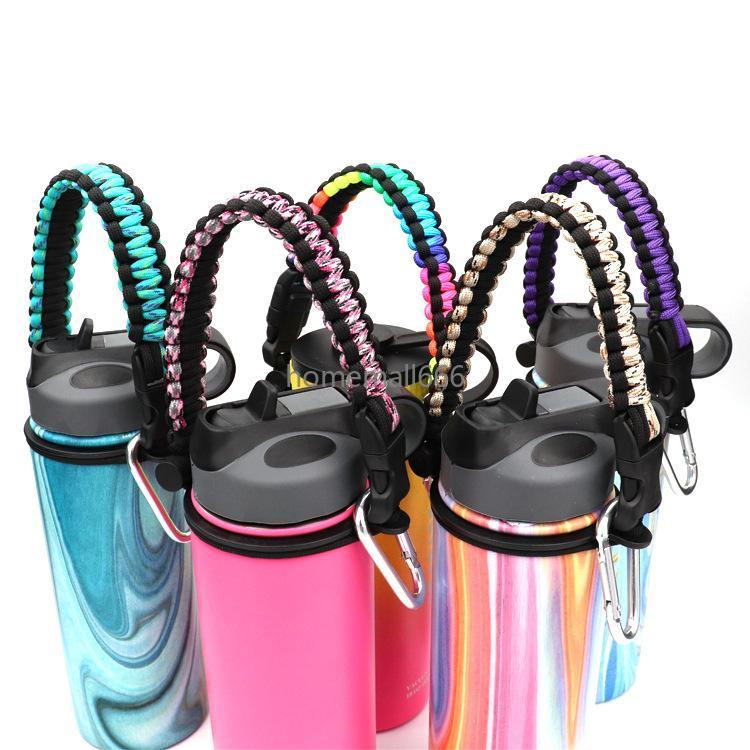 

Paracord Handle rope Flask Water Bottle carrier survival Strap cord with Safety Ring Wide Mouth Bottles Holder with Carabiner 12oz to 64 oz AA