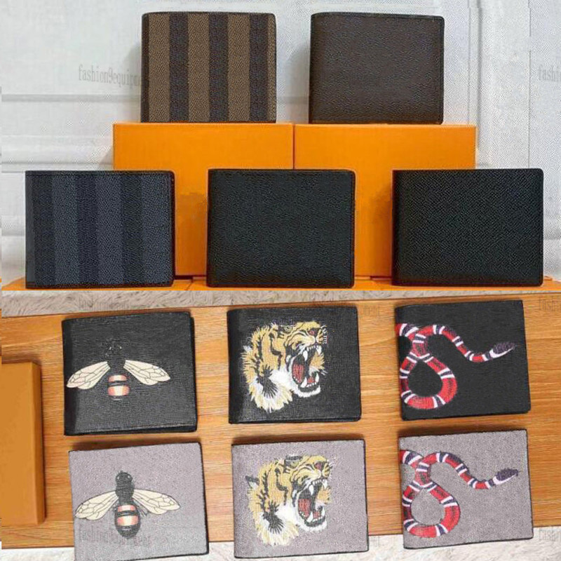 

Designer Purses men Wallets L Open Bag Animal Leather Black snake Luxury Wallet flower Purse Fashion Card Holder Pocket short flower Tote Women Bags With Box, #6 brown bee