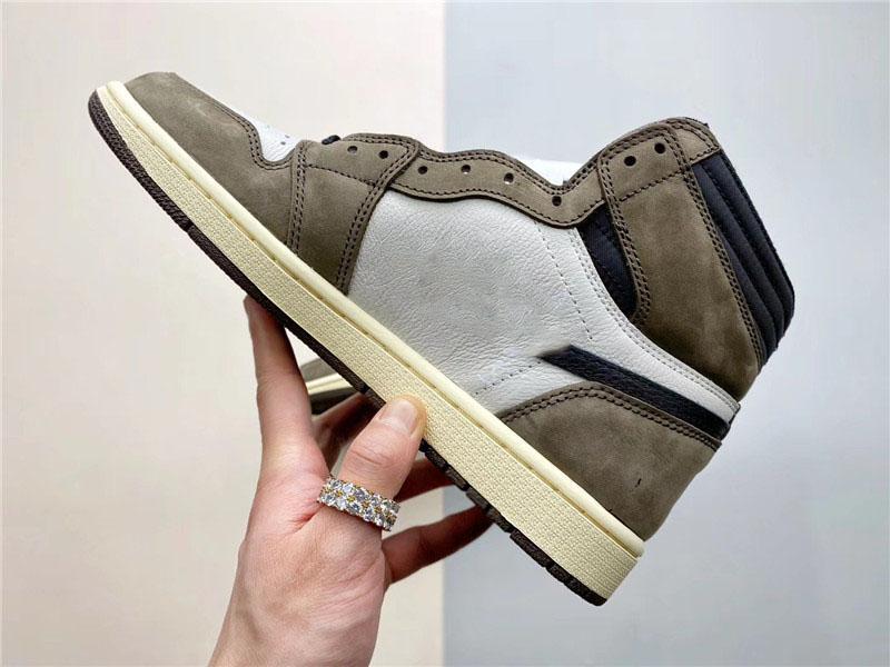 Chaussures pour hommes Fragment Travis 1 Retro High OG Mocha High-Cut X Fragments Chaussure de basket-ball de qualité supérieure Baskets de sport