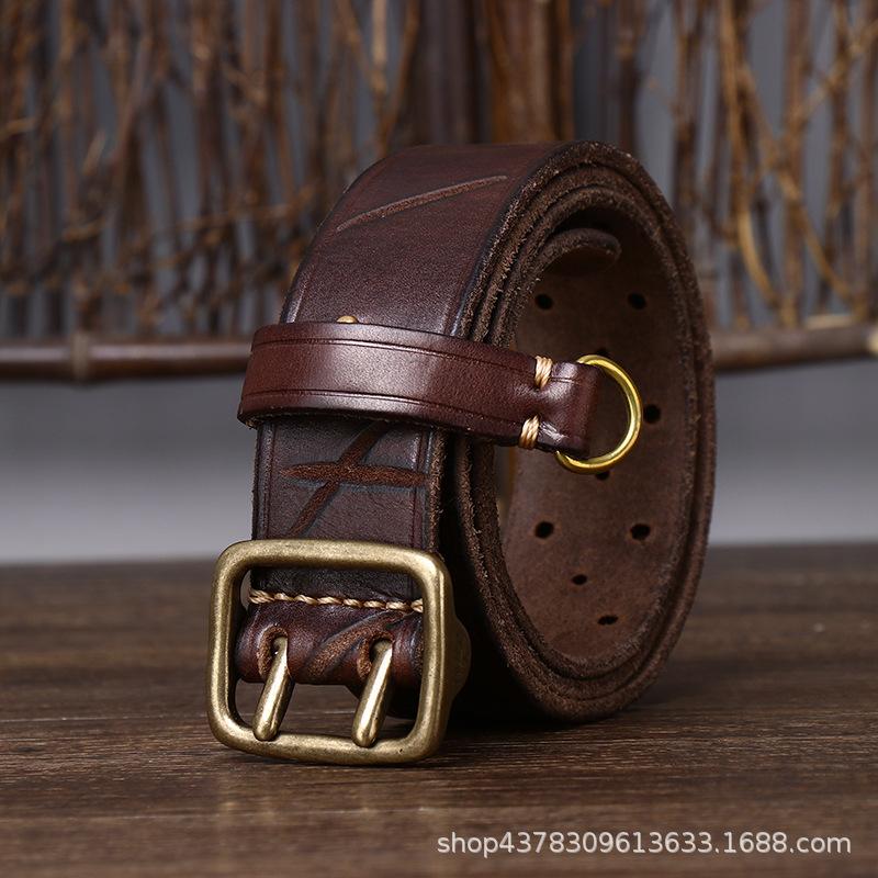 

Belts 2022 Retro Fashion Pin Buckle Belt For Men Head Layer Cowhide Genuine Leather Business Formal Luxury High-quality Designer Brand, Black