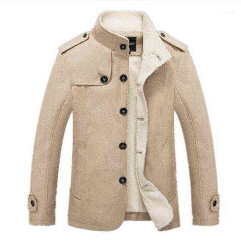 Mélanges de laine pour hommes Hommes Hommes Laine Mode Veste d'hiver Polaire Doublée Pardessus Mâle Manteau Peacoat Sobretudo Masculino1 T220810