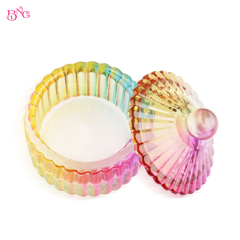 

Nail Art Dish with Lid Acrylic Liquid Powder Monomer Glass Crystal Cup Glassware Tools Round