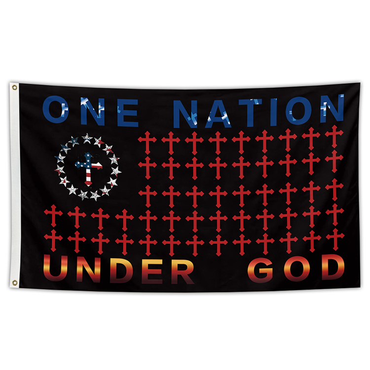 

One Nation Under God Flag 3x5 Ft 100%Polyester Vivid Color Banner With Brass Grommets For Outdoor Yard Decoration