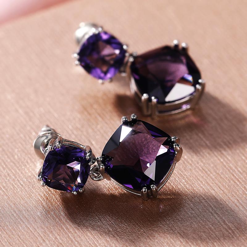 

Dangle & Chandelier Huitan Unique Purple CZ Women Earring For Party Personality Female Accessories Anniversary Valentines Gift Trendy Jewelr