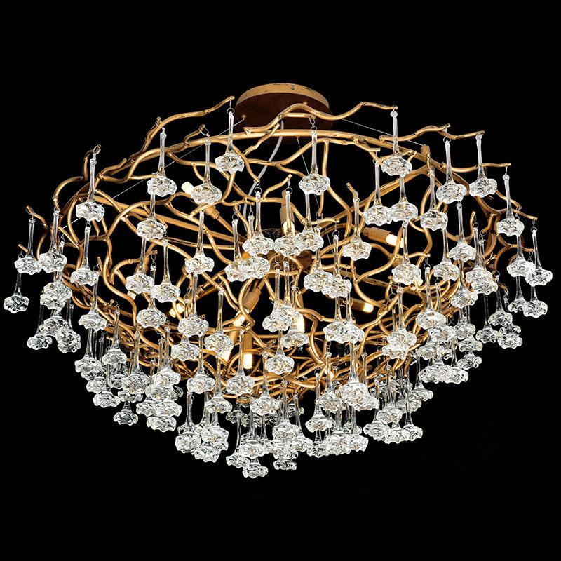 

Pendant Lamps Style Gold Branches Chandeliers All Copper Crystal Chandelier Interior Home Decor Lustre Luxury Drawing Room