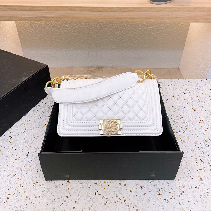 

Classic Flap Women Shoulder Bag Stylish Leather Calfskin Quilted Diamond Lattice Letters Double Gold Chain CrossBody Luxury Designer Handbag Purse Makeup Bag 25 CM, Pink