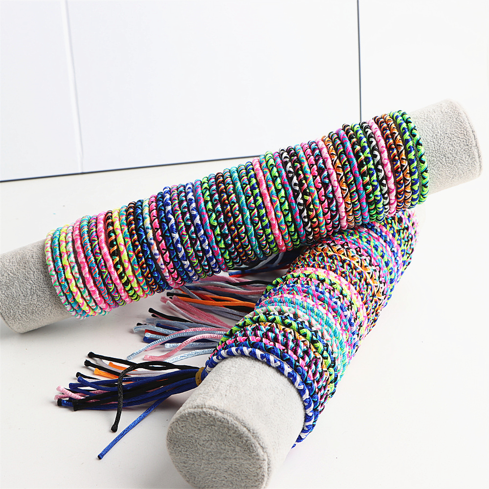 

Fashion Colorful Ethnic Cuff Bracelets Braided Rope Jewelry Wristband For Men Women Friendship Lovers Gifts Wholesale 50Pcs/Lot
