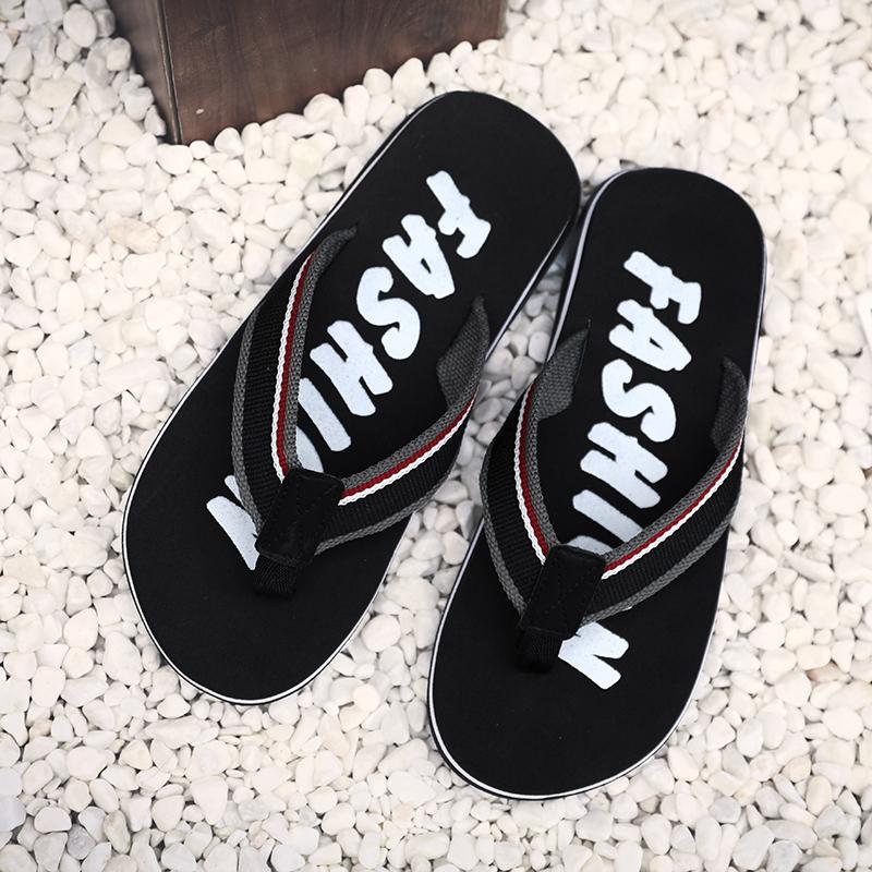 

Slippers Men's Sandals 2022 Summer Fashion Outer Wear Flip-flops Non-slip Beach Shoes Large Size Men PUSlippers, Black