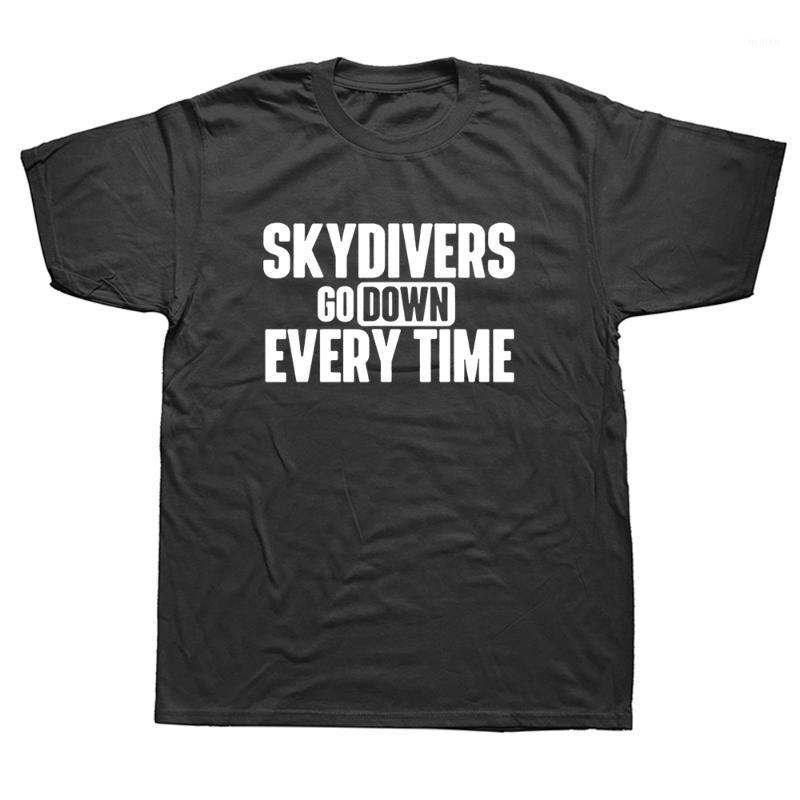 

Men's T-Shirts Funny Skydivers Go Down Every Time T Shirts Graphic Cotton Streetwear Short Sleeve O-Neck Skydiving Skydive Parachute T-shirt, White