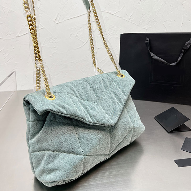 Denim Crossbody Bag Women Cloud Handbag Flap Chain Shoulder Bags Thread Purse Fashion Letter Gold Metal Sequin Magnetic Buckle Wallets High-quali