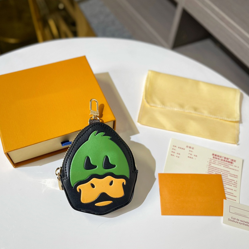 

Animal Keychain Luxury Designer Coin Car Key Purse Keys Pendant Key Buckle Classic Duck Genuine Leather High Quality Keychains Ornaments