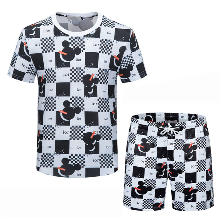2022 Ensembles d'été pour hommes Costume de sport de marque 2022 Casual Hommes Survêtement T-shirt à manches courtes Ensemble de shorts Mode Homm