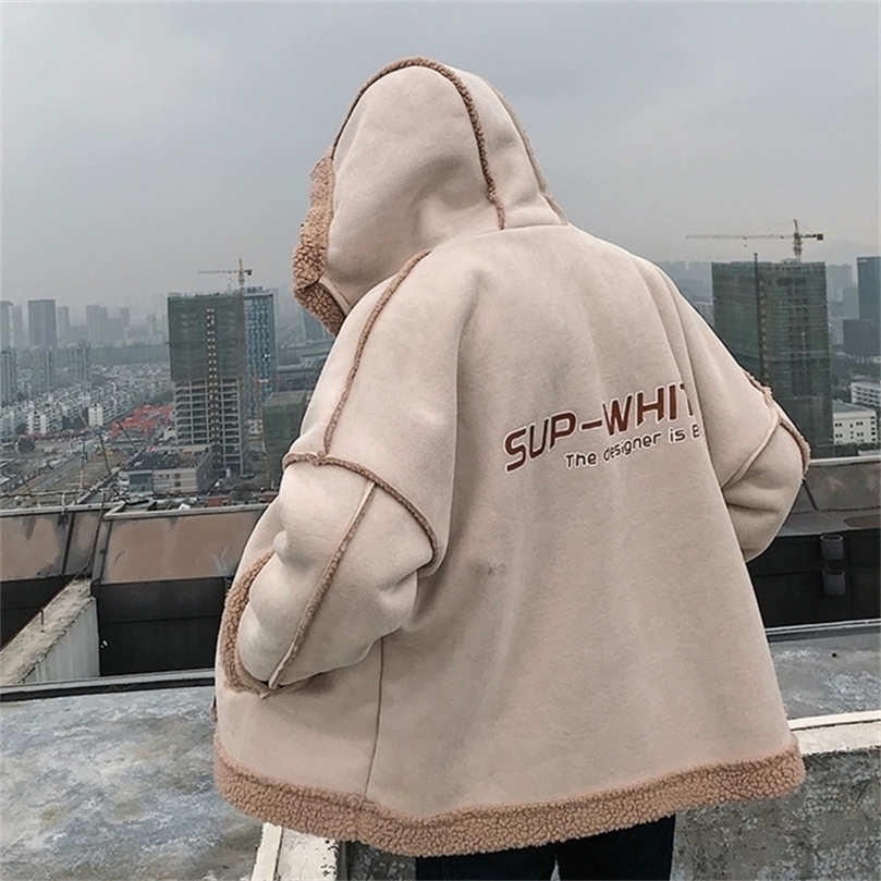 

ZAZOMDE Jacket Men Winter Thick Warm Fleece Coat for Mens Sport Wear Tracksuit Male Fluffy Fleece Hoodies Coat men 201127, M09white