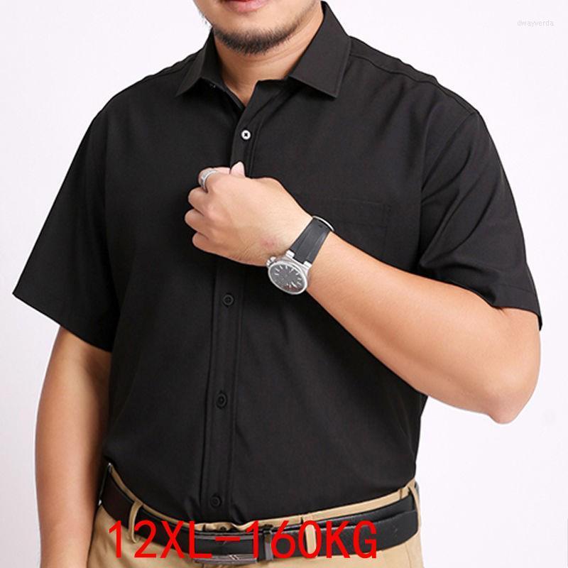 

Men's Dress Shirts Summer Shirt 3XL 10XL 11XL 12XL Large Size Men Short Sleeved Black Blue Business Formal Mens Oversize Office Dway22