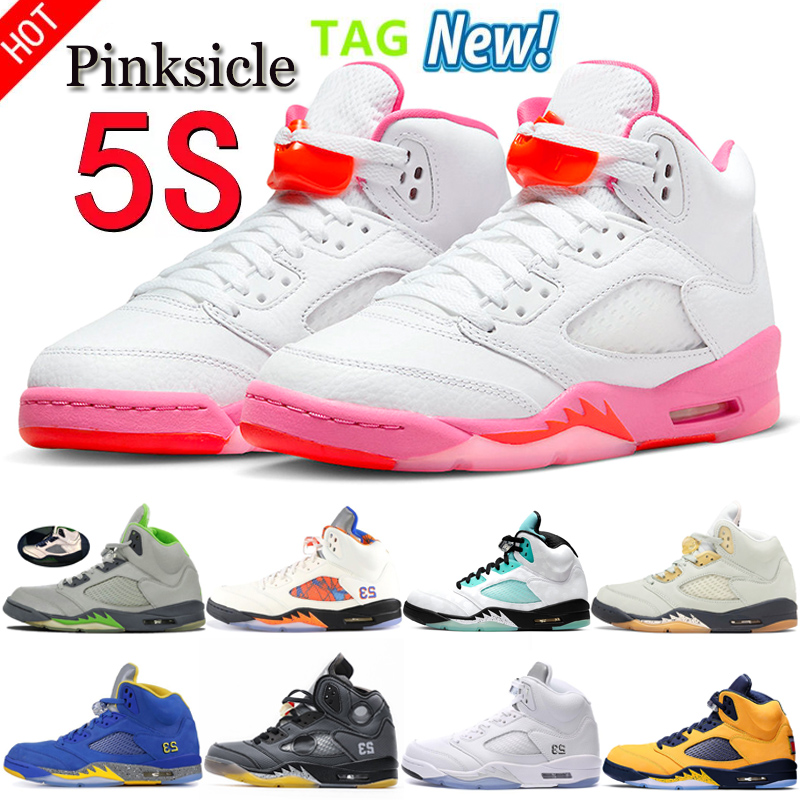 

Jumpman Pinksicle 5s Mens Basketball Shoes Bluebird Cream Green Bean International Flight Island Green Quai Men Womens Trainers Sports Sneakers